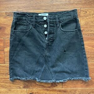 Old Navy Denim Mini Skirt Cotton Blend Adjustable Y2K Grunge Black Size L 10-12